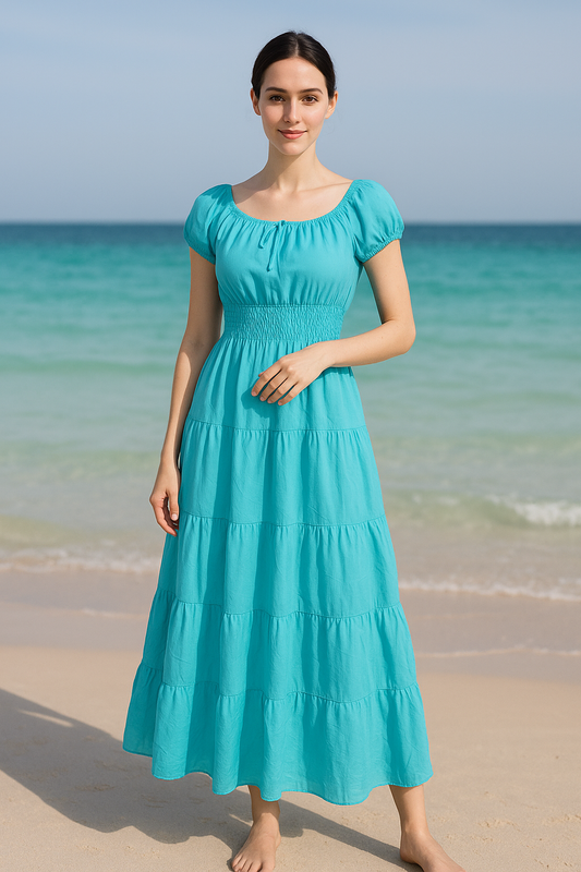 Breezy Bliss Smocked Maxi Dress – Summer Beachwear for Women | GlammebyTK