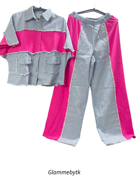 Colorblock Denim Co-ord Set for Women| Glam Me By TK