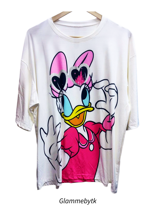 Oversized Daisy Duck Graphic T-Shirt for Women & Girls – Cute Cartoon Print | Imported lycra
