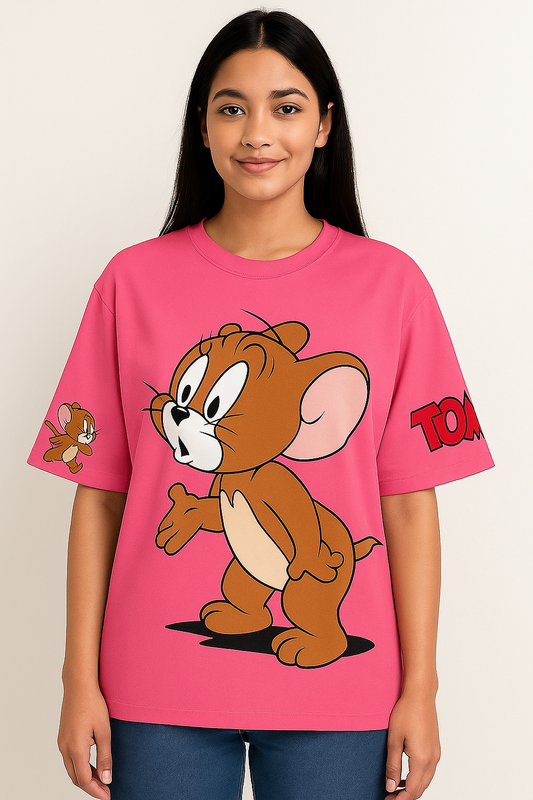 Tom & Jerry Oversized Graphic T-Shirt – Sky Blue