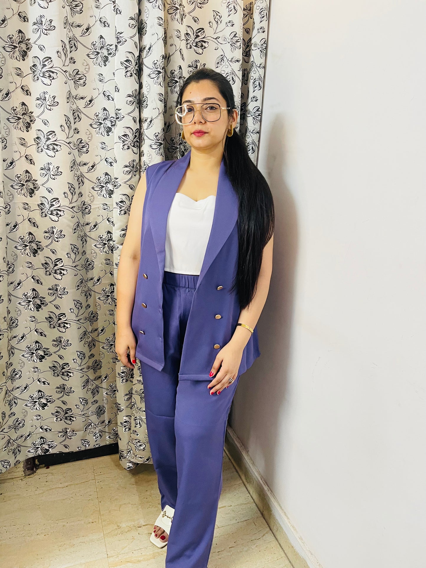 Women's 3-Piece Formal Coord Set – Sleeveless Blazer, Trousers & Top | Glam Me By TK