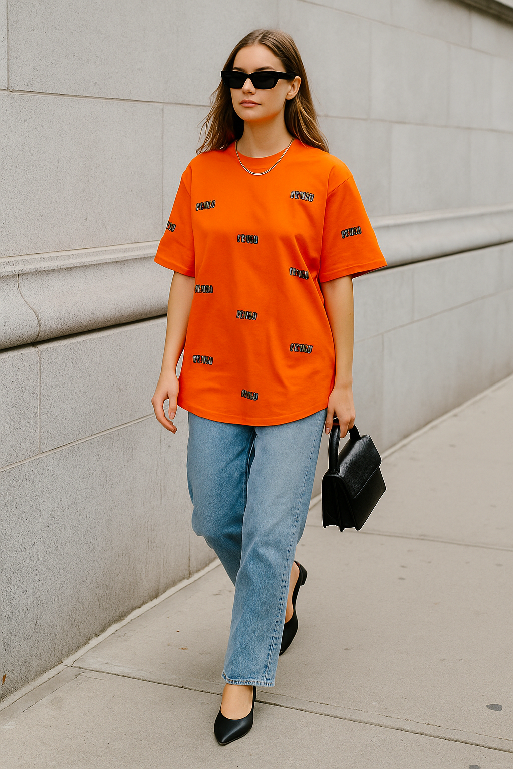 Logo Print Oversized T-Shirt | cotton fabric