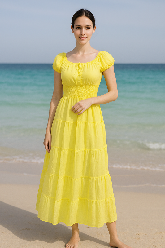 Breezy Bliss Smocked Maxi Dress – Summer Beachwear for Women | GlammebyTK
