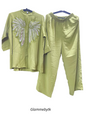 Stylish Women's Co-Ord Set with Embellished Angel Wing Design |cotton-linen fabric – Trendy Casual Wear by Glammebytk