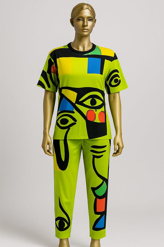 Abstract Art Printed Co-ord Set – Bold & Stylish Loungewear