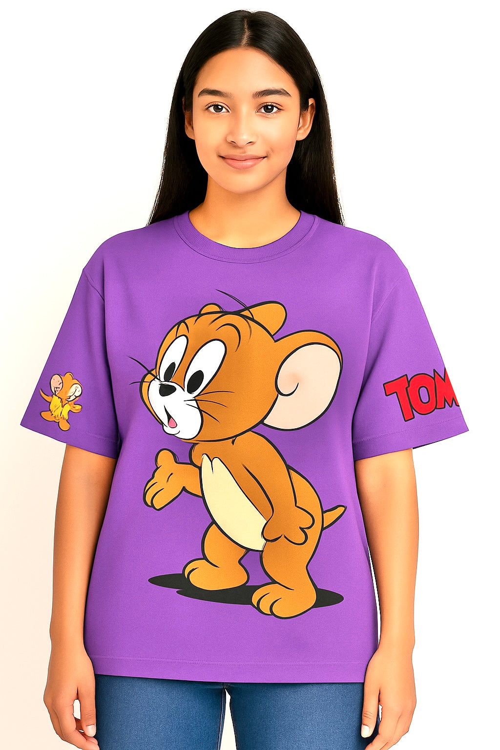 Tom & Jerry Oversized Graphic T-Shirt – Sky Blue